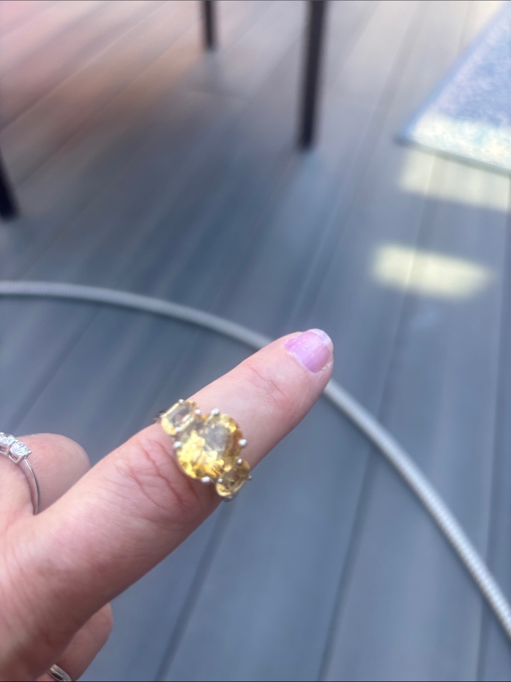 Yellow Crystal Floral Women’s Ring - Unbranded citrine stones